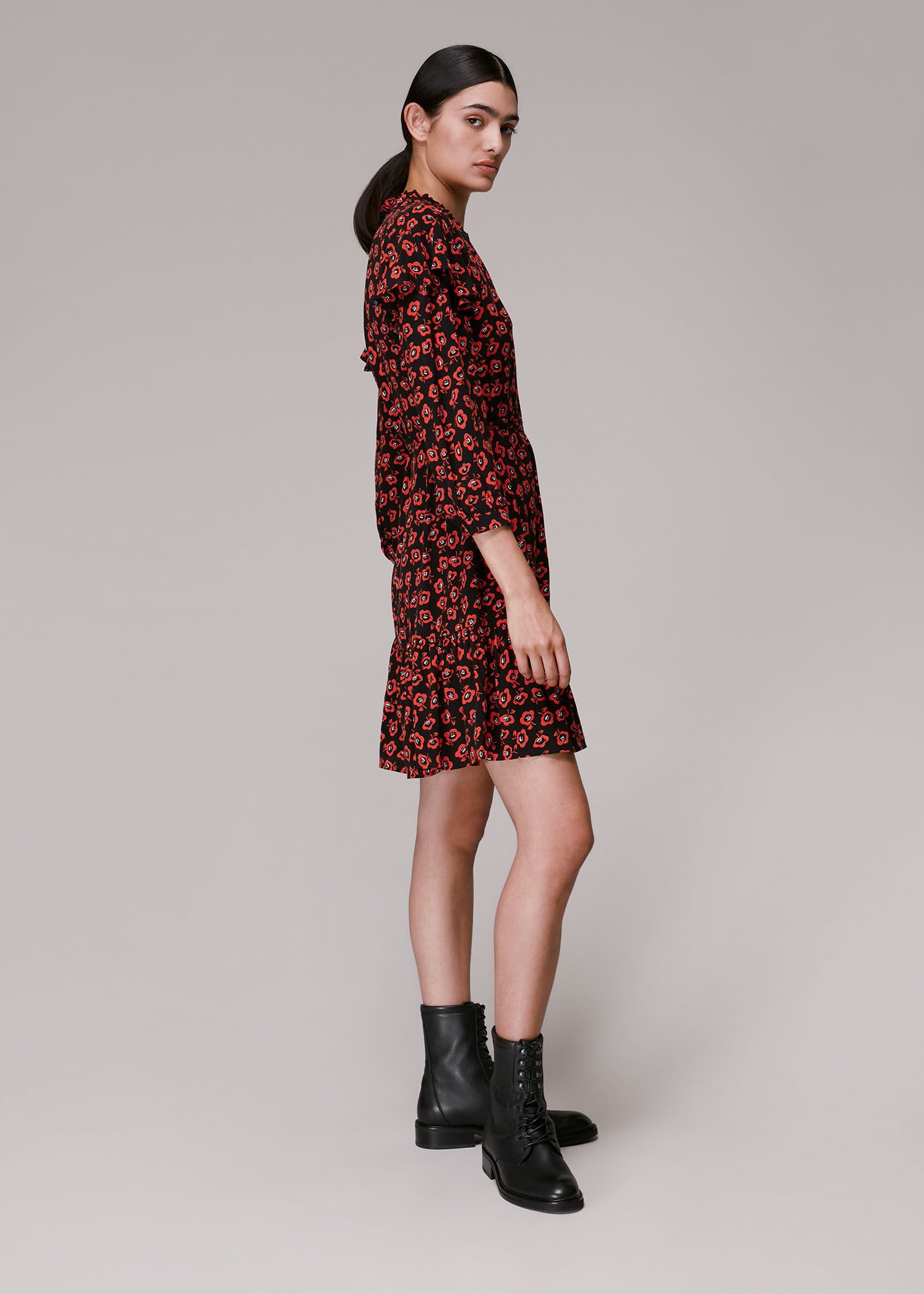 Whistles lilly lips print pintuck dress top