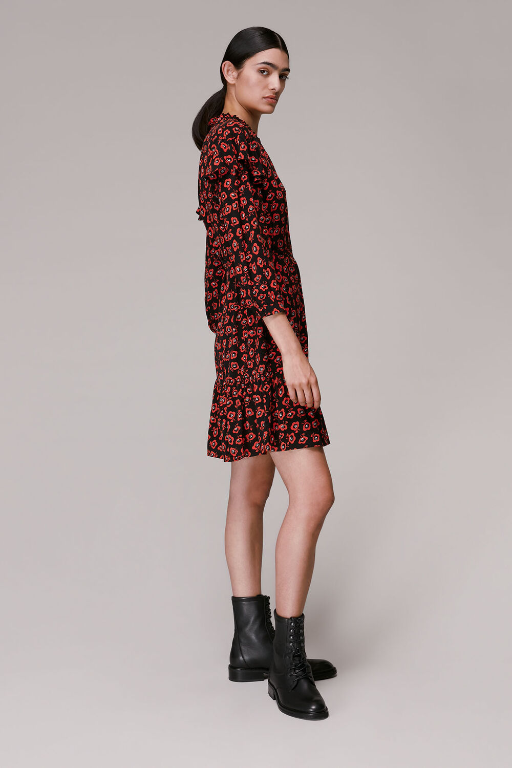 Red Botanical Garden Print Dress