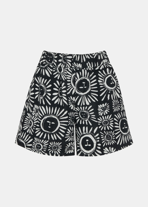 Black and White Sunman Print Short