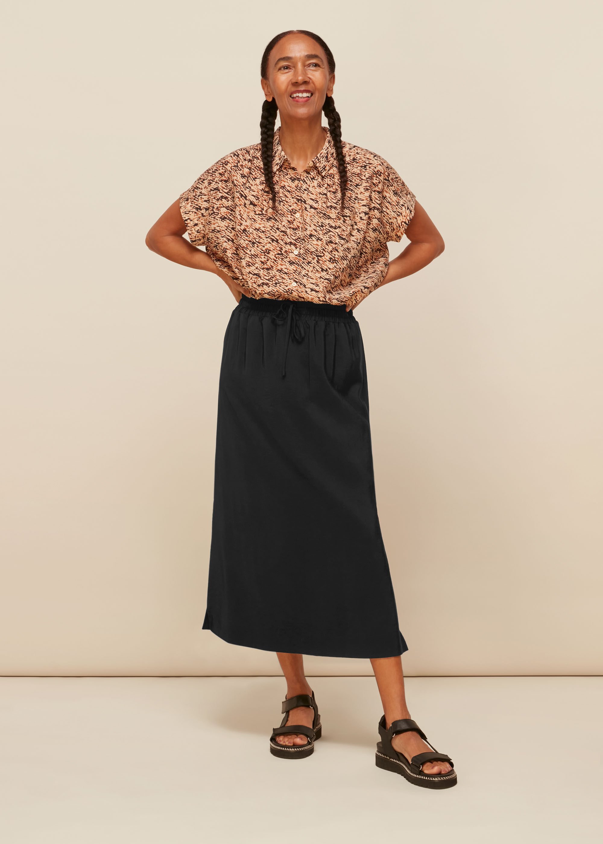 Black Sporty Drawstring Casual Skirt WHISTLES