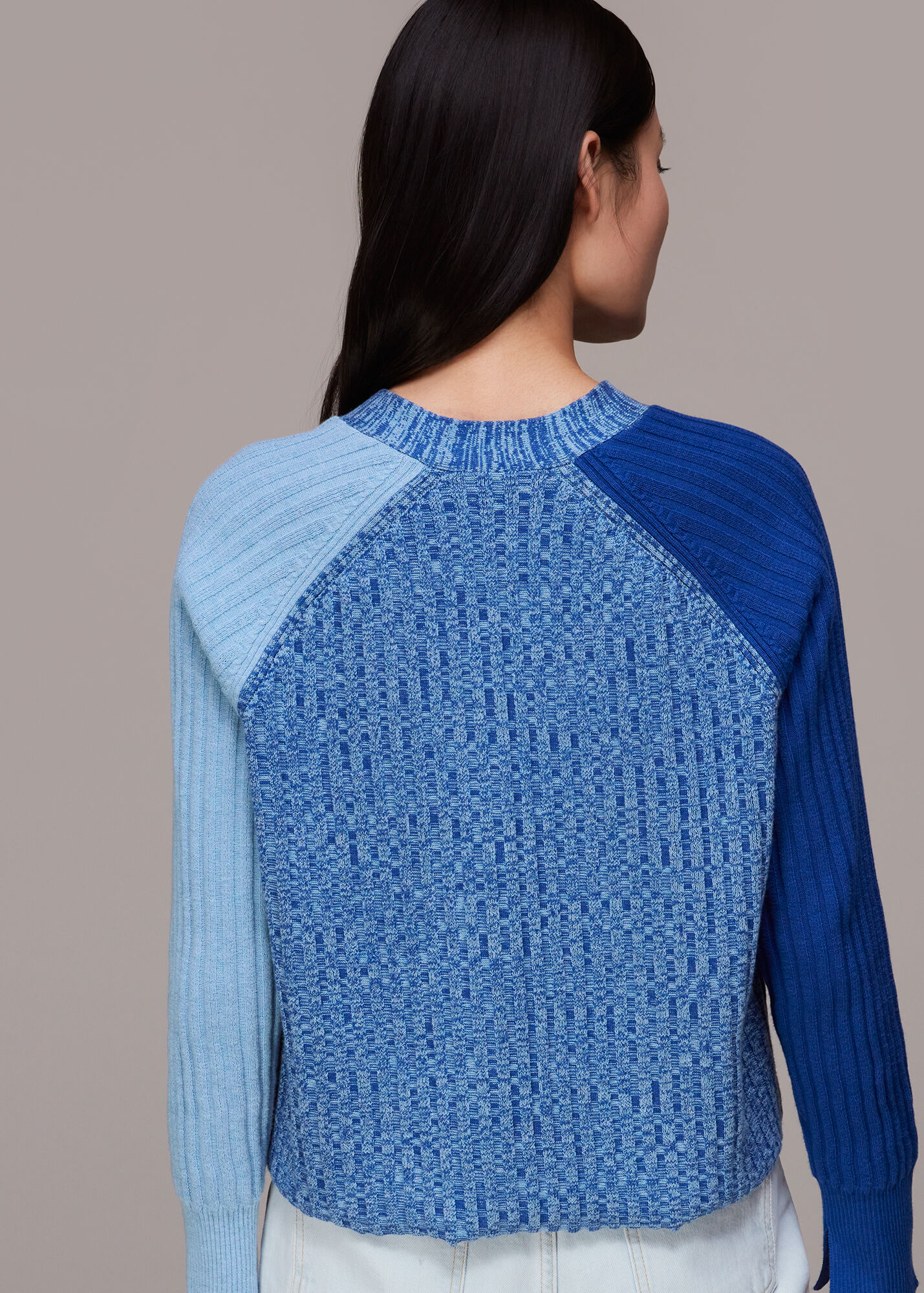 Blue Colour Block Cardigan WHISTLES