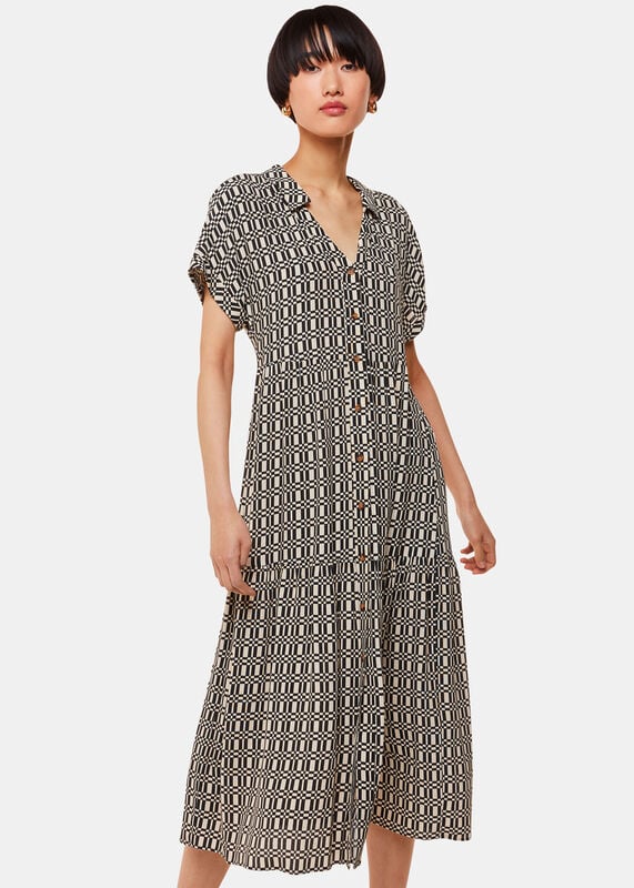 Black Link Check Print Dress