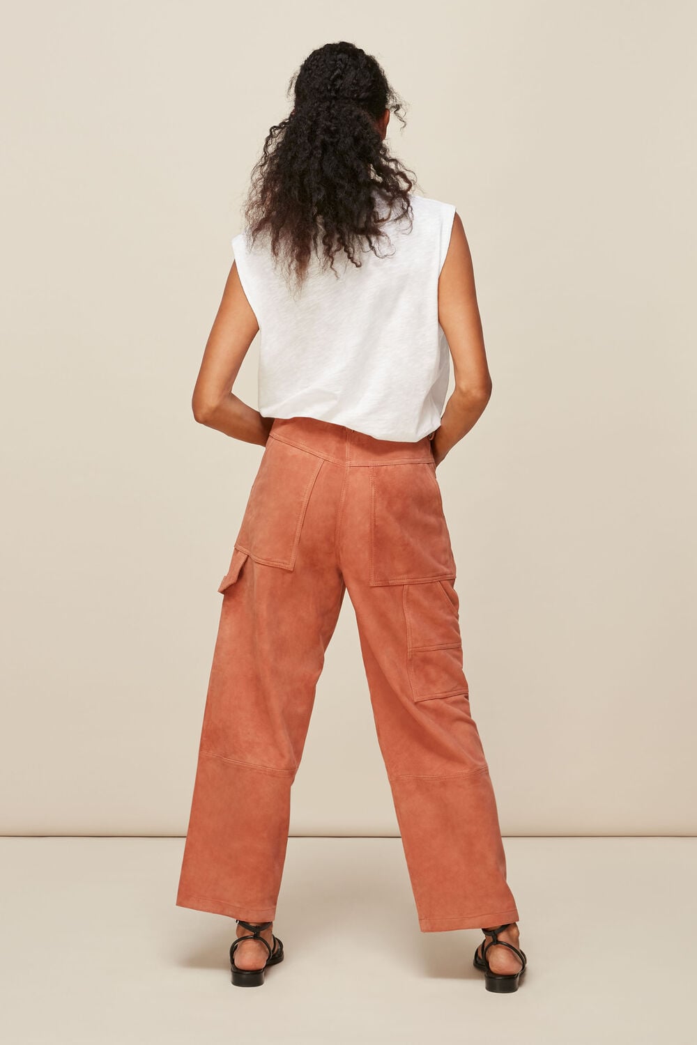Suede Leather Cargo Trouser