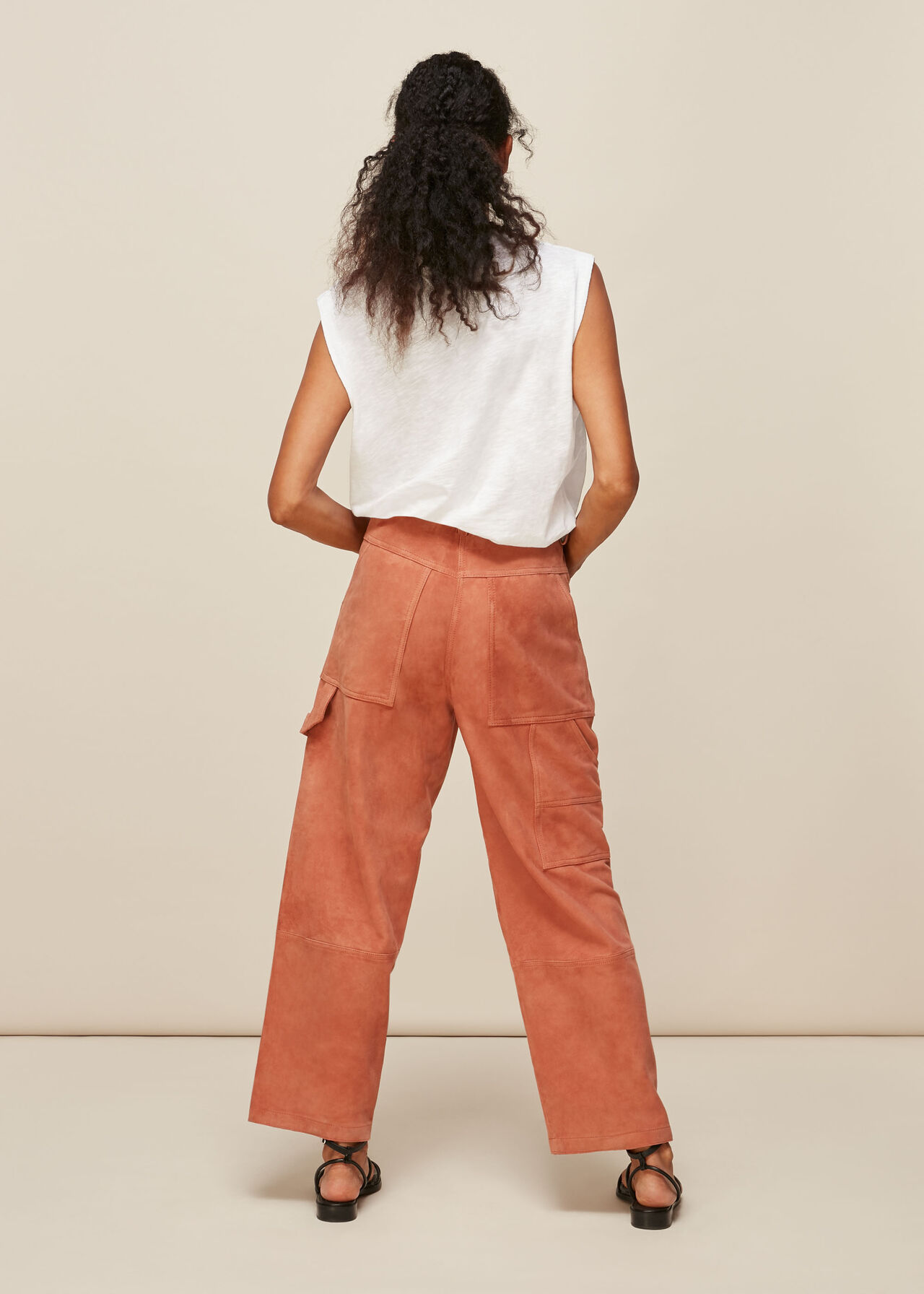 Suede Leather Cargo Trouser