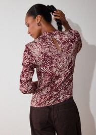 Feathered Animal Satin Blouse