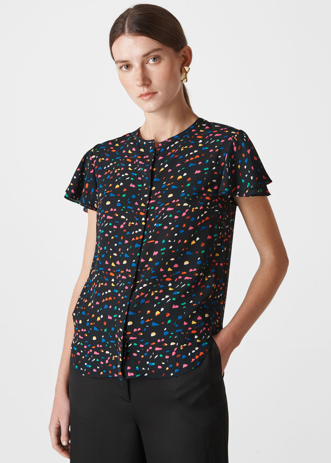 Fiesta Print Frill Top Multicolour