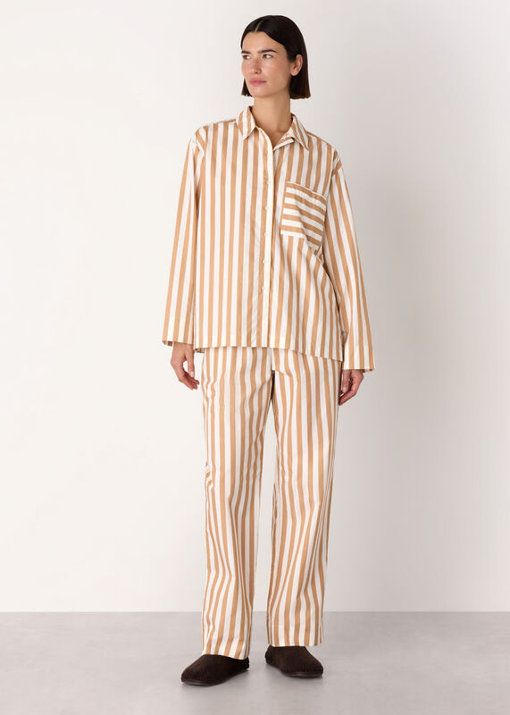 Ivory Cotton Stripe Pyjama Shirt