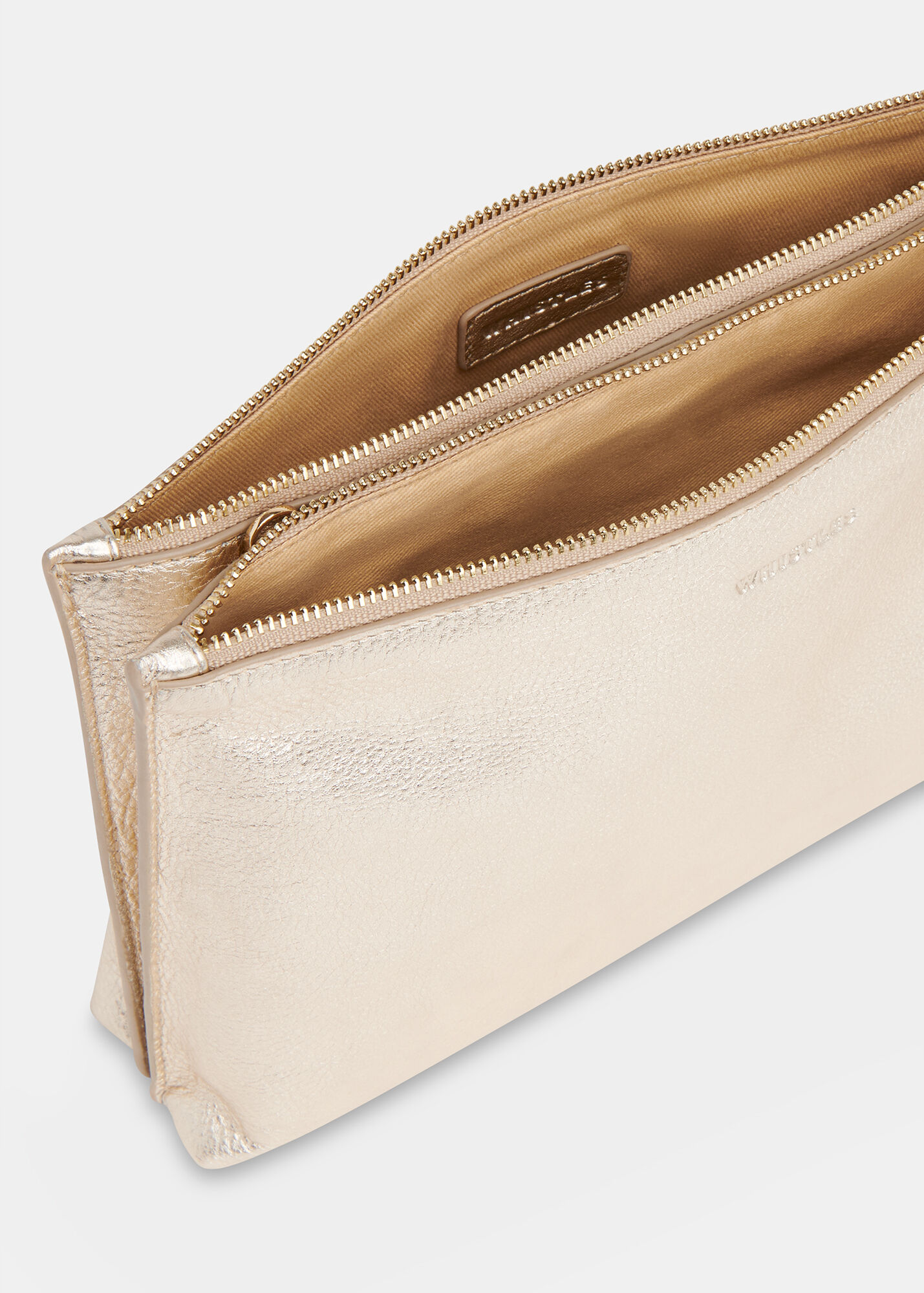 Gold/Multi Rae Flat Double Pouch Clutch WHISTLES