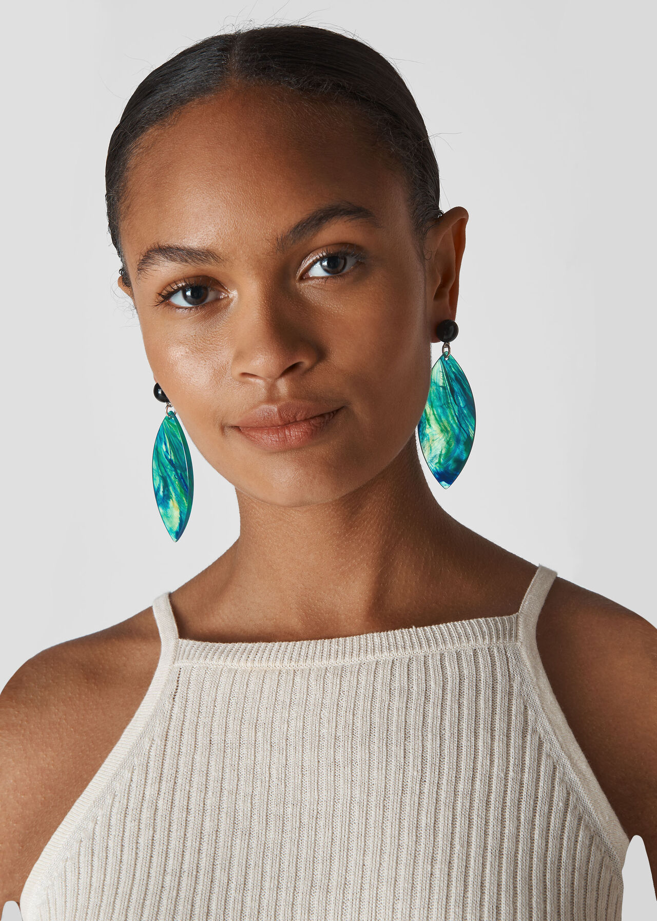 Leaf Drop Earring Green
