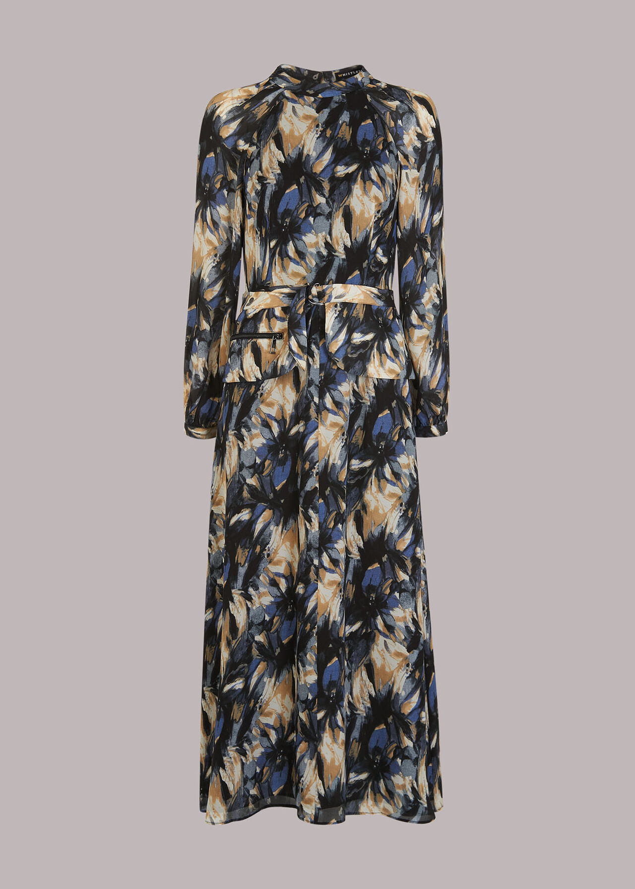 Storm Floral Silk Belted Dress