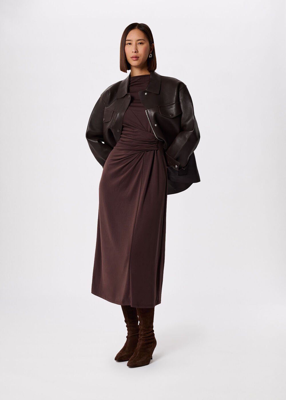 Ruched Detail Midi Dress