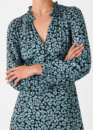 Fuzzy Leopard Midi Dress