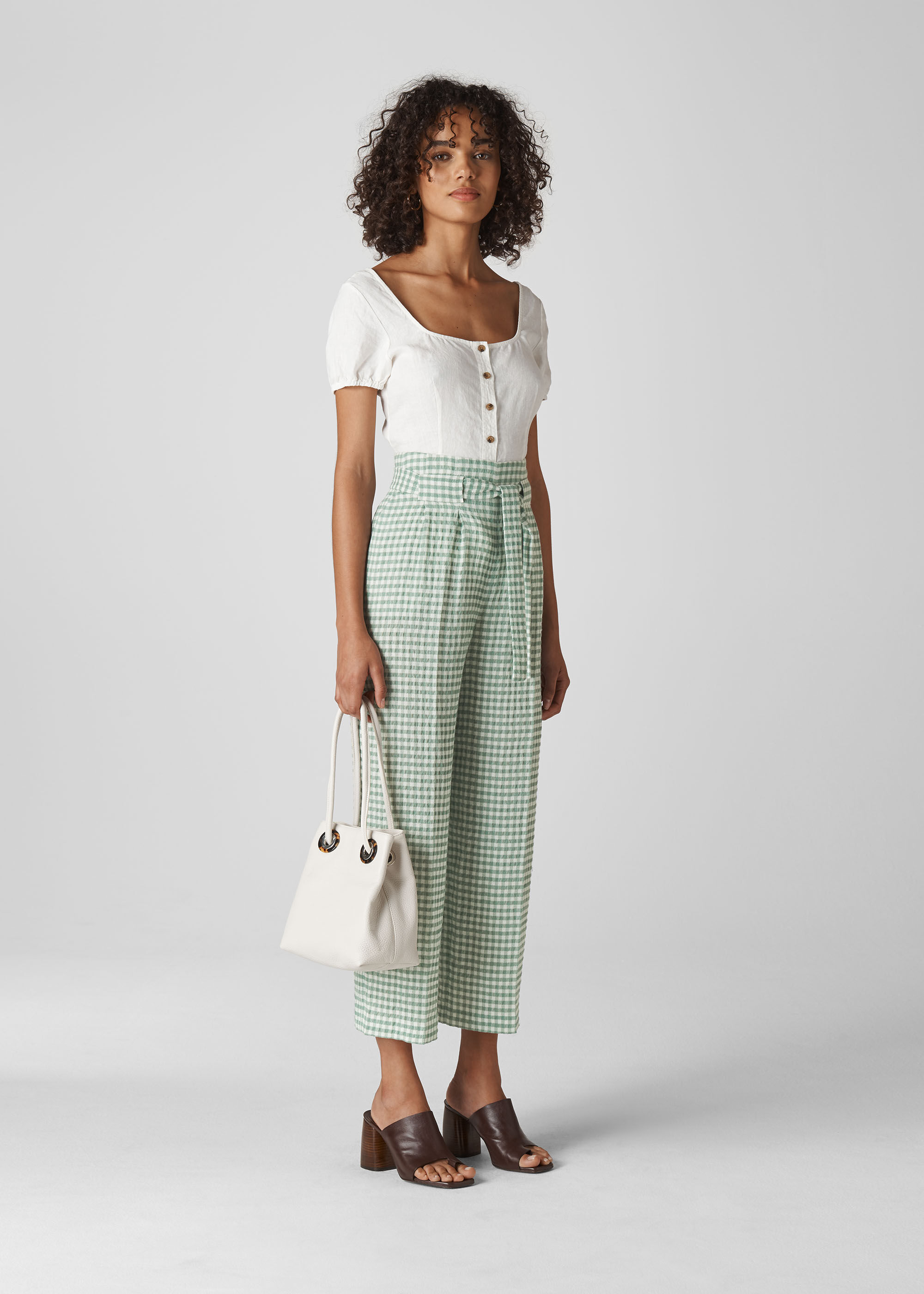 Belted Gingham Trouser