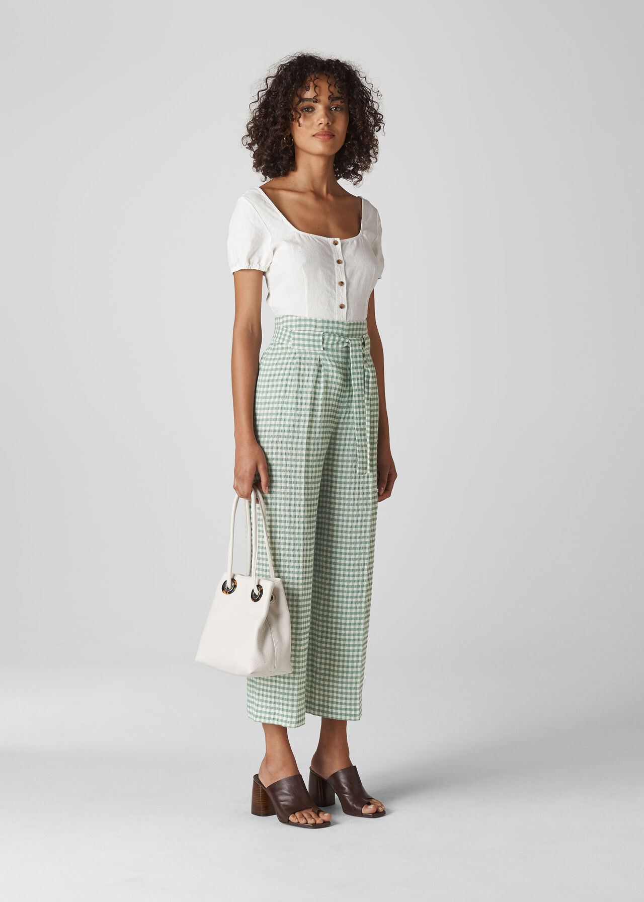 Belted Gingham Trouser Green/Multi