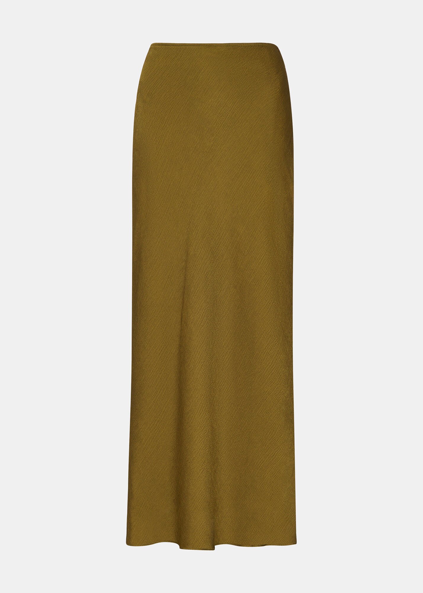 Satin bias cut midi skirt khaki shop