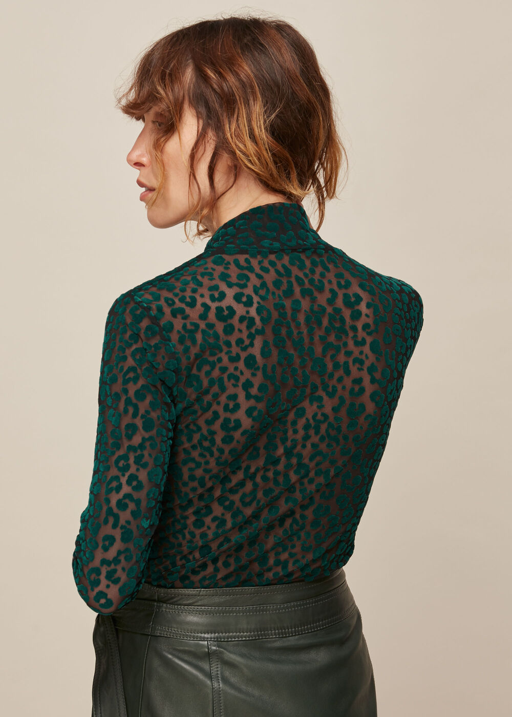 Flocked Animal Mesh Top