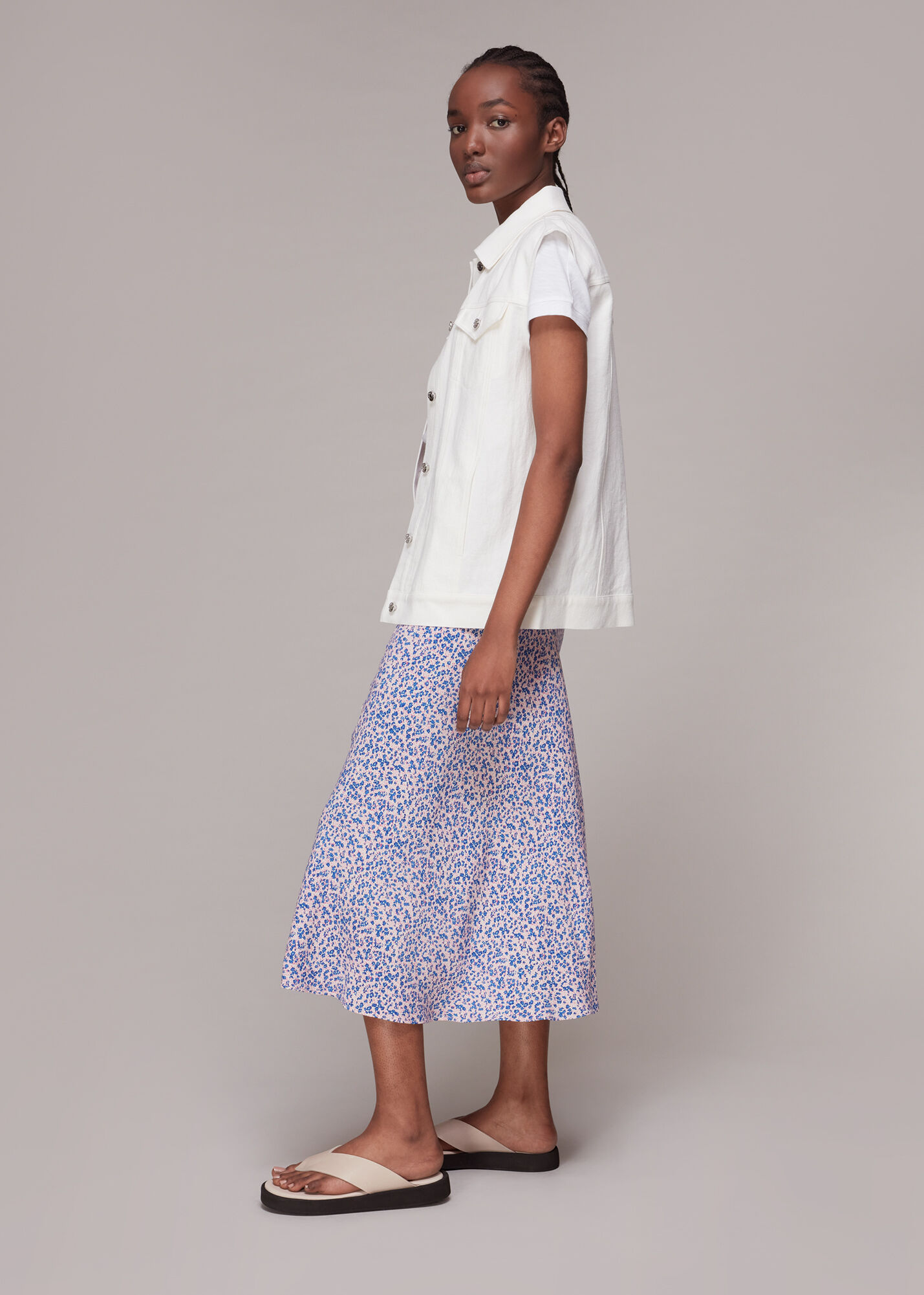 Grey bias top cut skirt