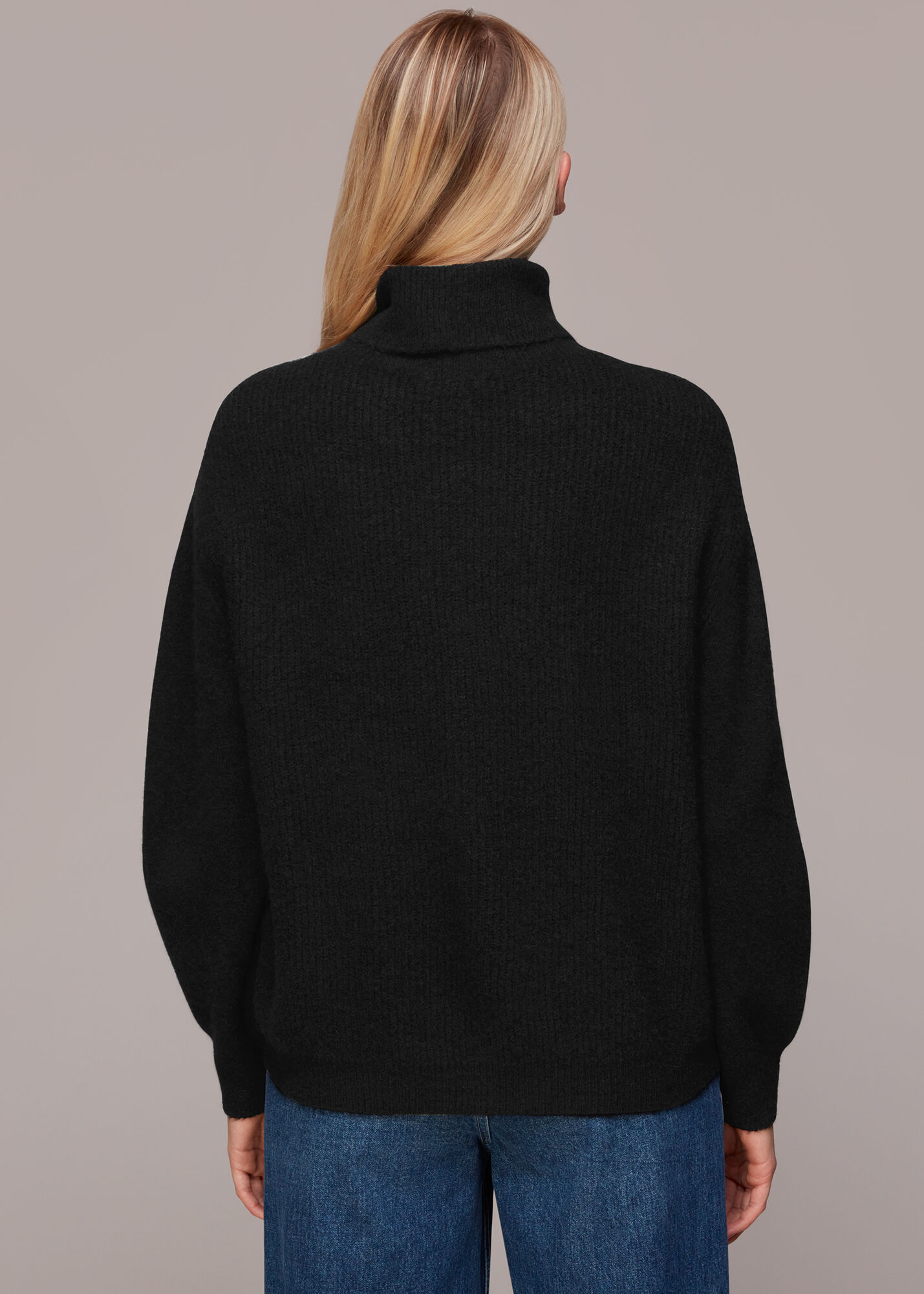 Black Ribbed Roll Neck Jumper WHISTLES