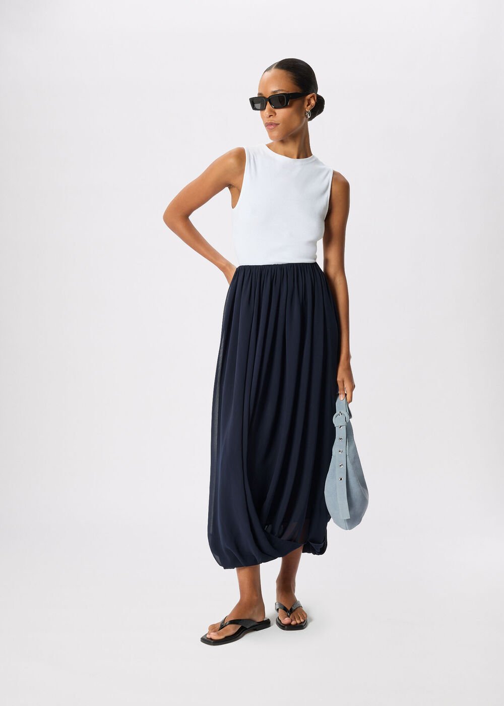 Draped Bubble Hem Skirt
