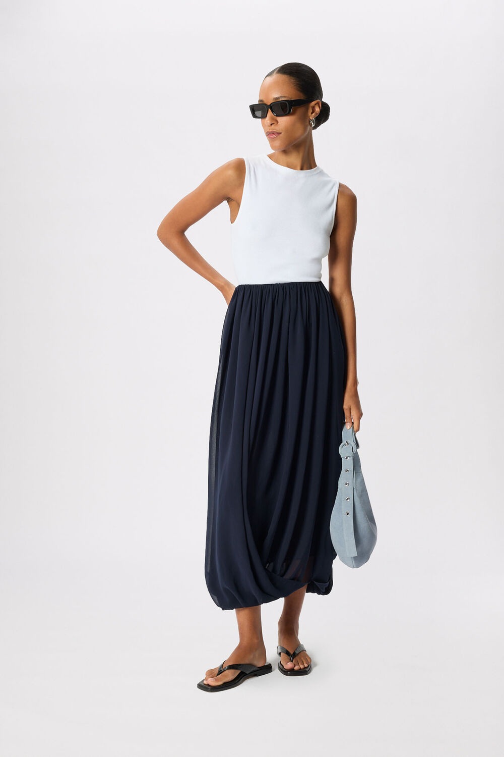 Draped Bubble Hem Skirt