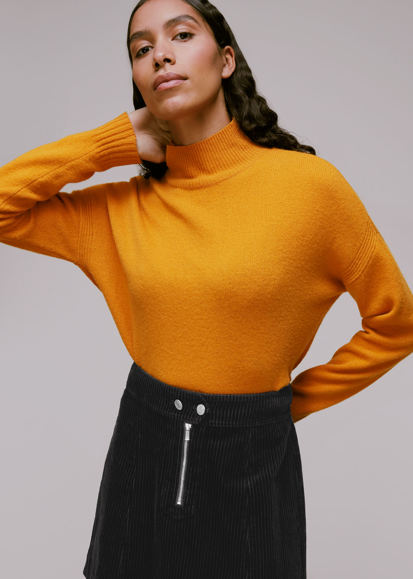 Black corduroy skirt zipper top