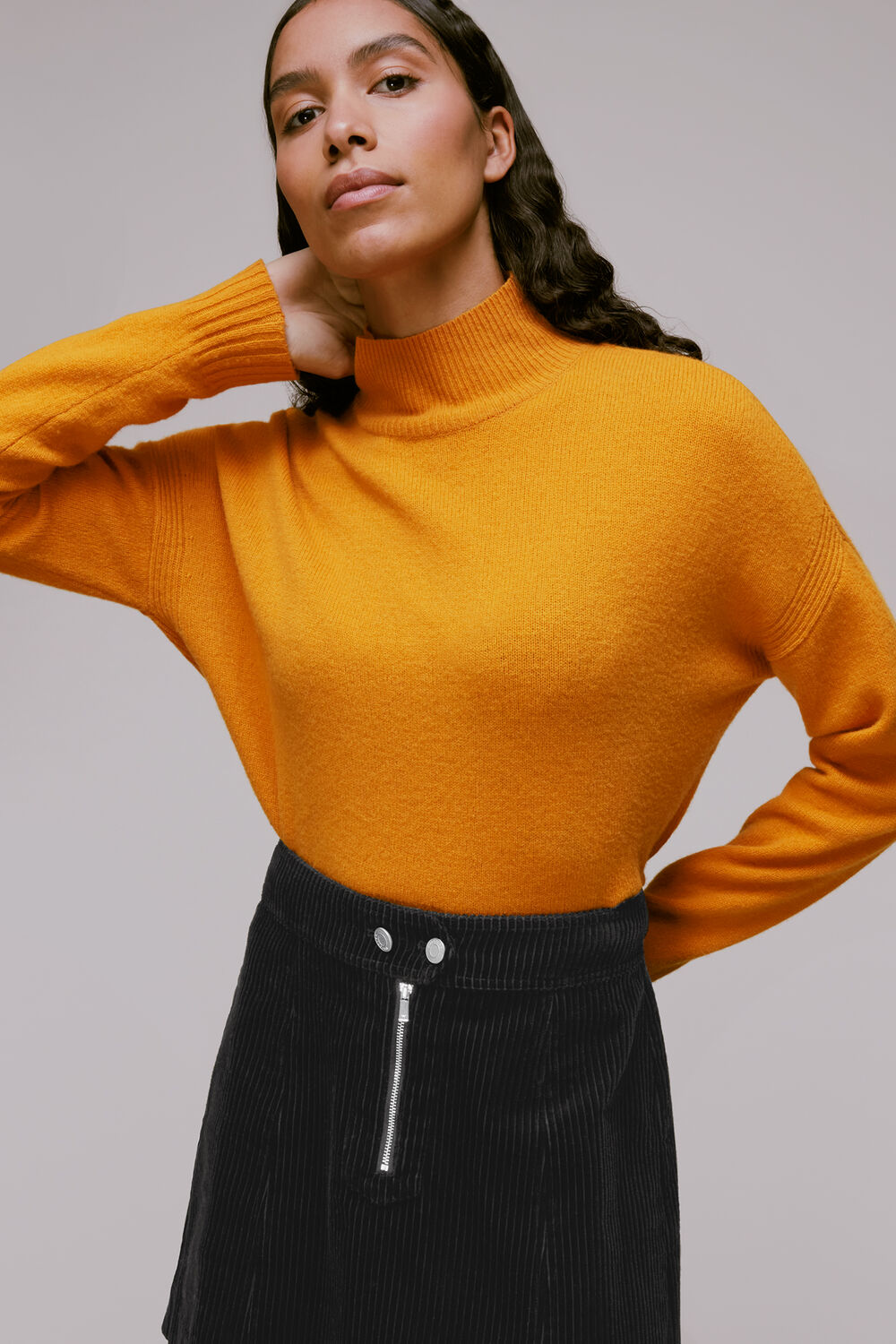 Zip Front Cord Mini Skirt