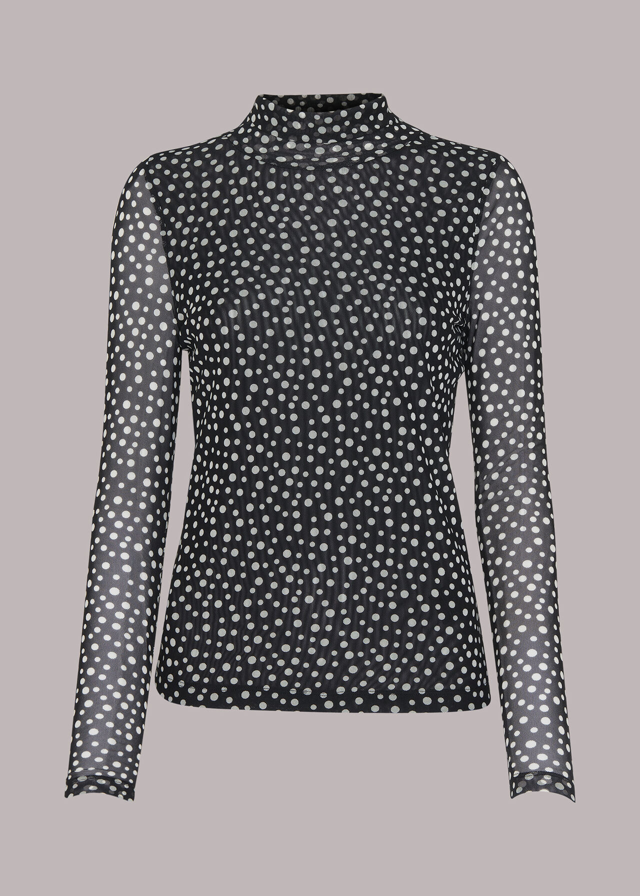 Roll Neck Spot Mesh Top