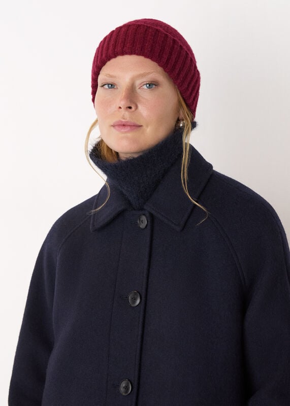Burgundy Brushed Lambswool Beanie Hat