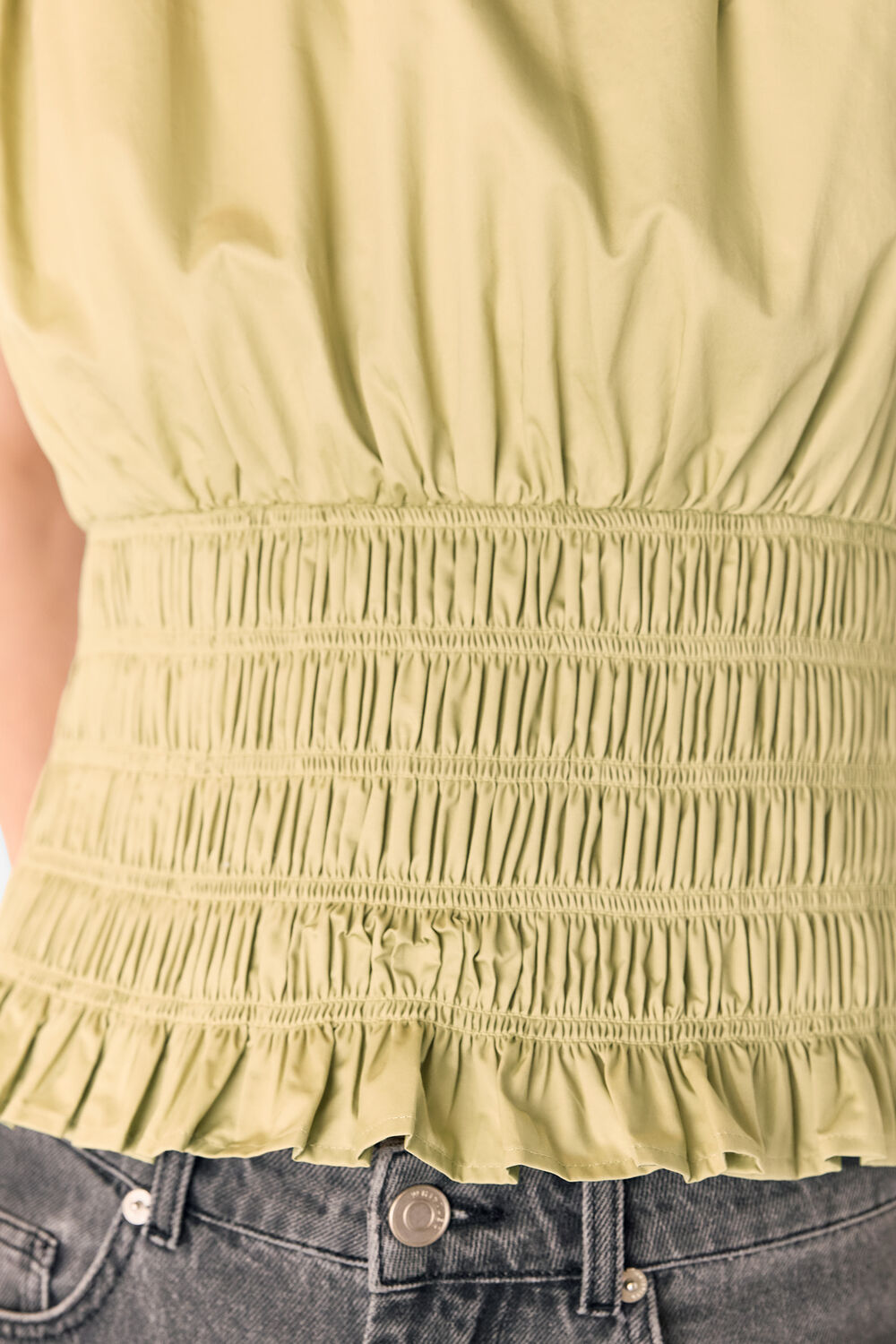 Cotton Poplin Shirred Tank