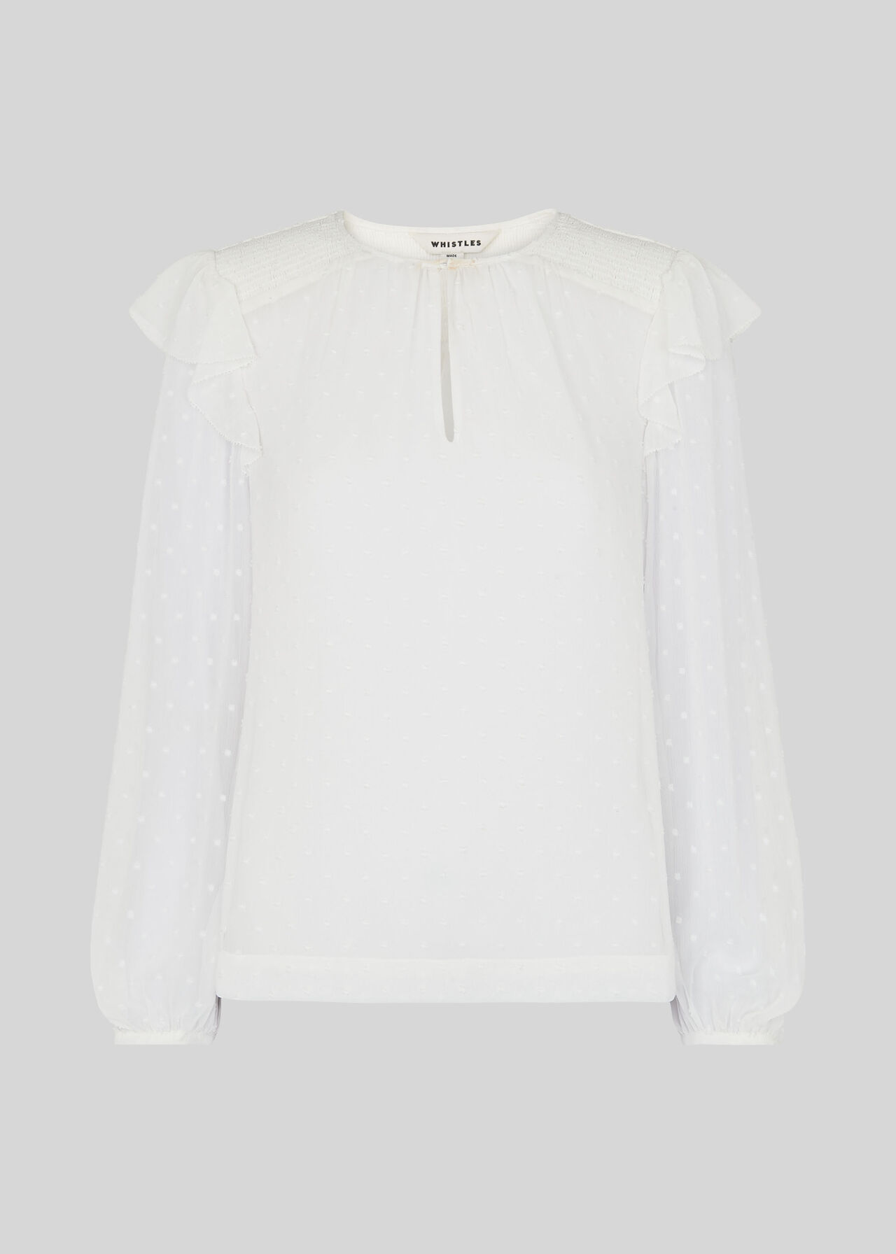 Sophia Dobby Smocked Top Ivory