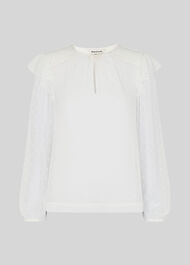 Sophia Dobby Smocked Top Ivory