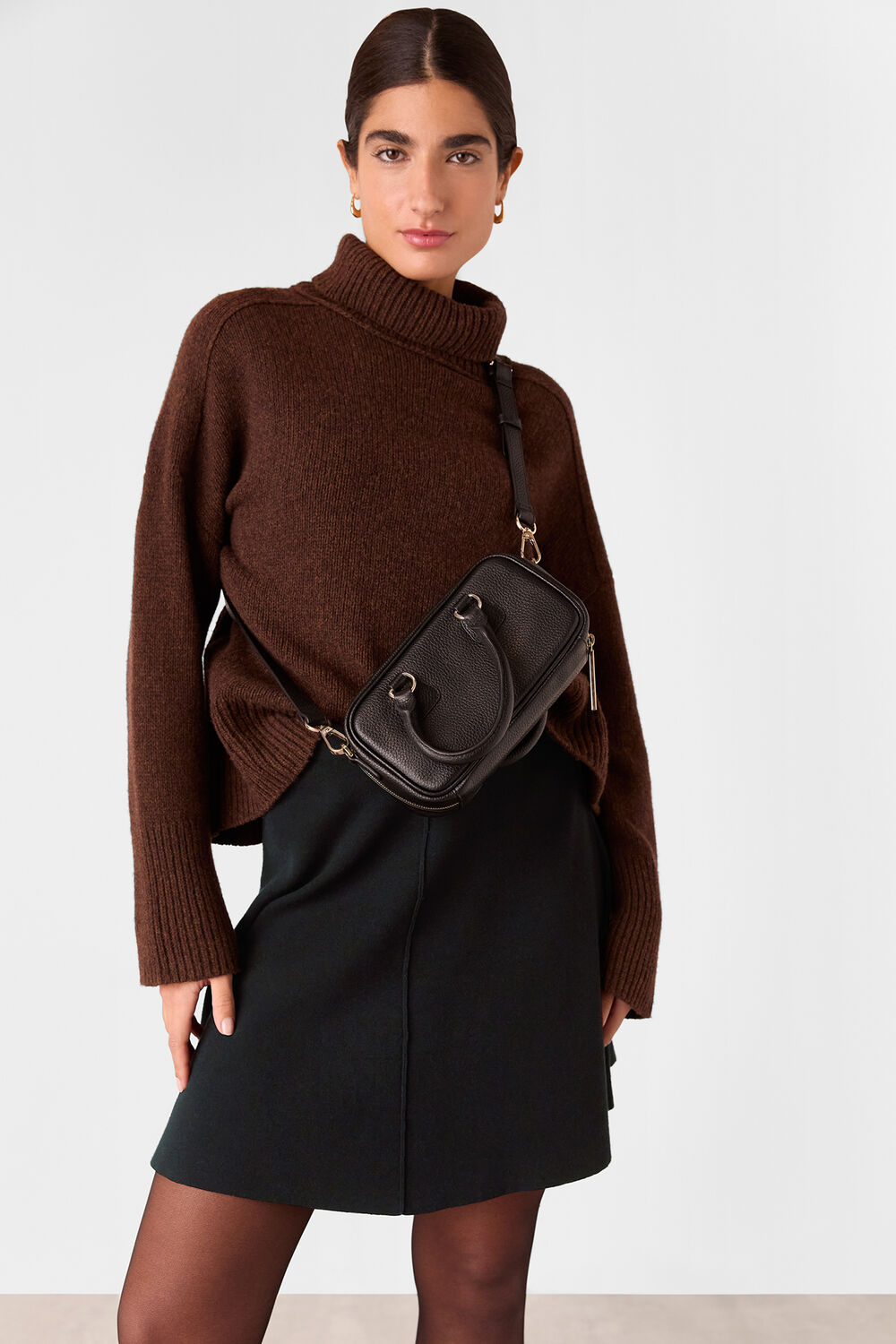 Black Flippy Knitted Mini Skirt
