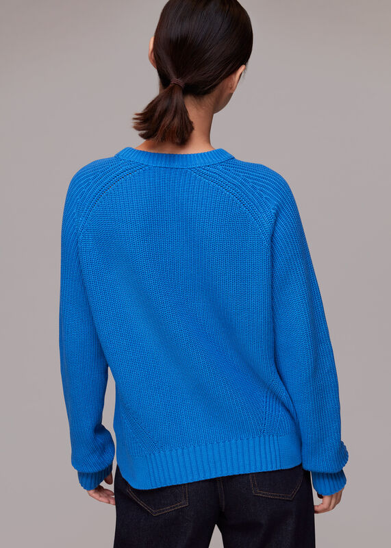 Blue Rib Crew Neck Jumper