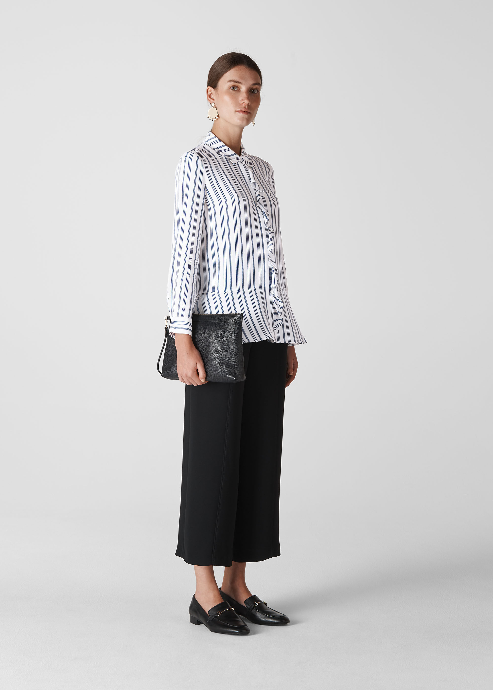 White/Multi Stripe Frill Front Shirt 