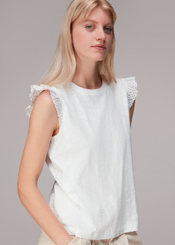 Broderie Frill Sleeve Tee