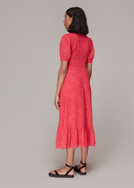 Shirred Checkerboard Dress