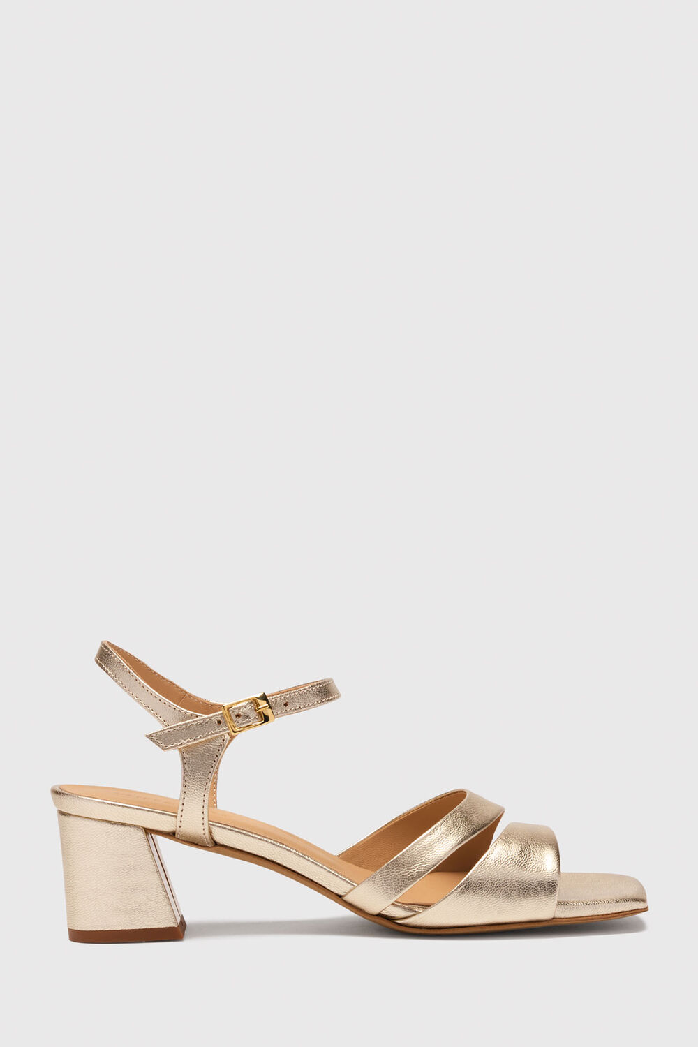 Gold Cutout Block Heel Sandal