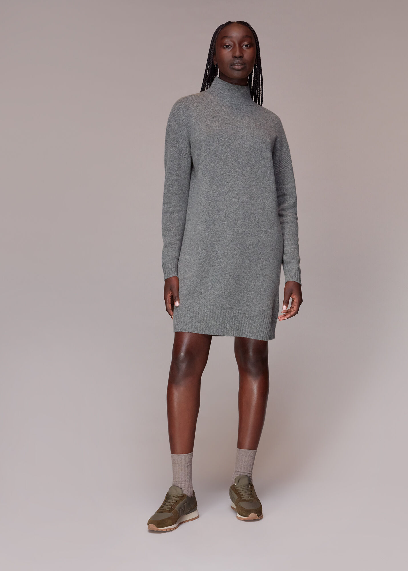 Grey Funnel Neck Knit Dress WHISTLES Whistles
