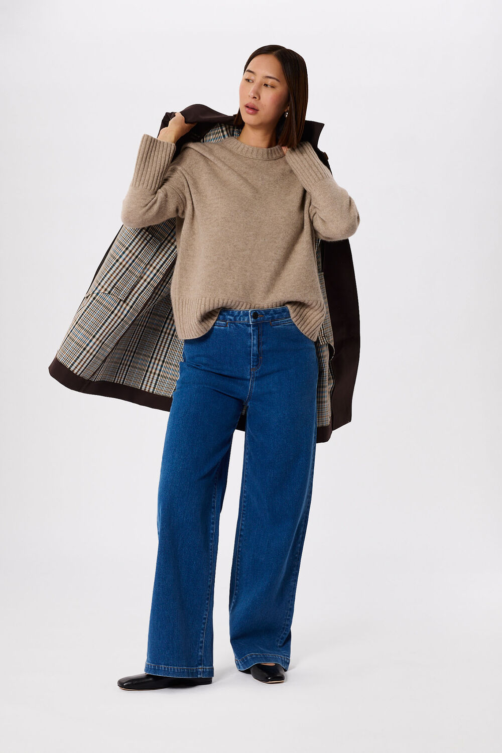 Brown Check Lined Car Coat