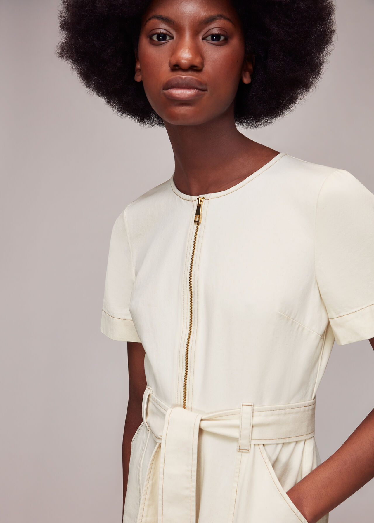 Short Sleeve Denim Jumpsuit