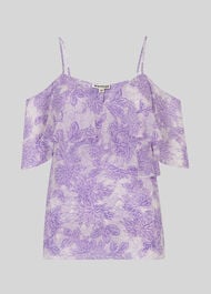 Batik Lily Print Frill Top Lilac