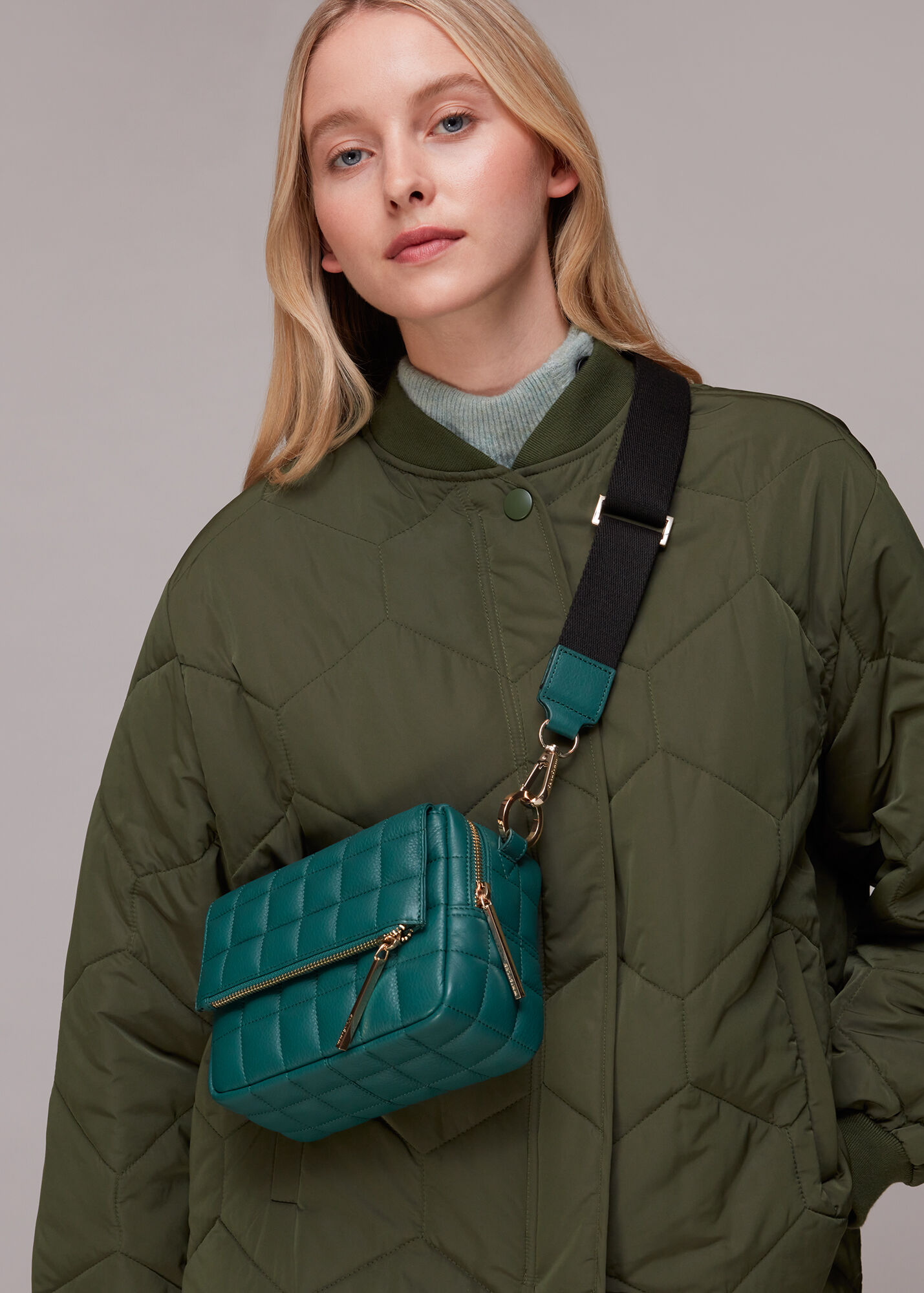 Teal Quilted Bibi Crossbody Bag WHISTLES Whistles AU