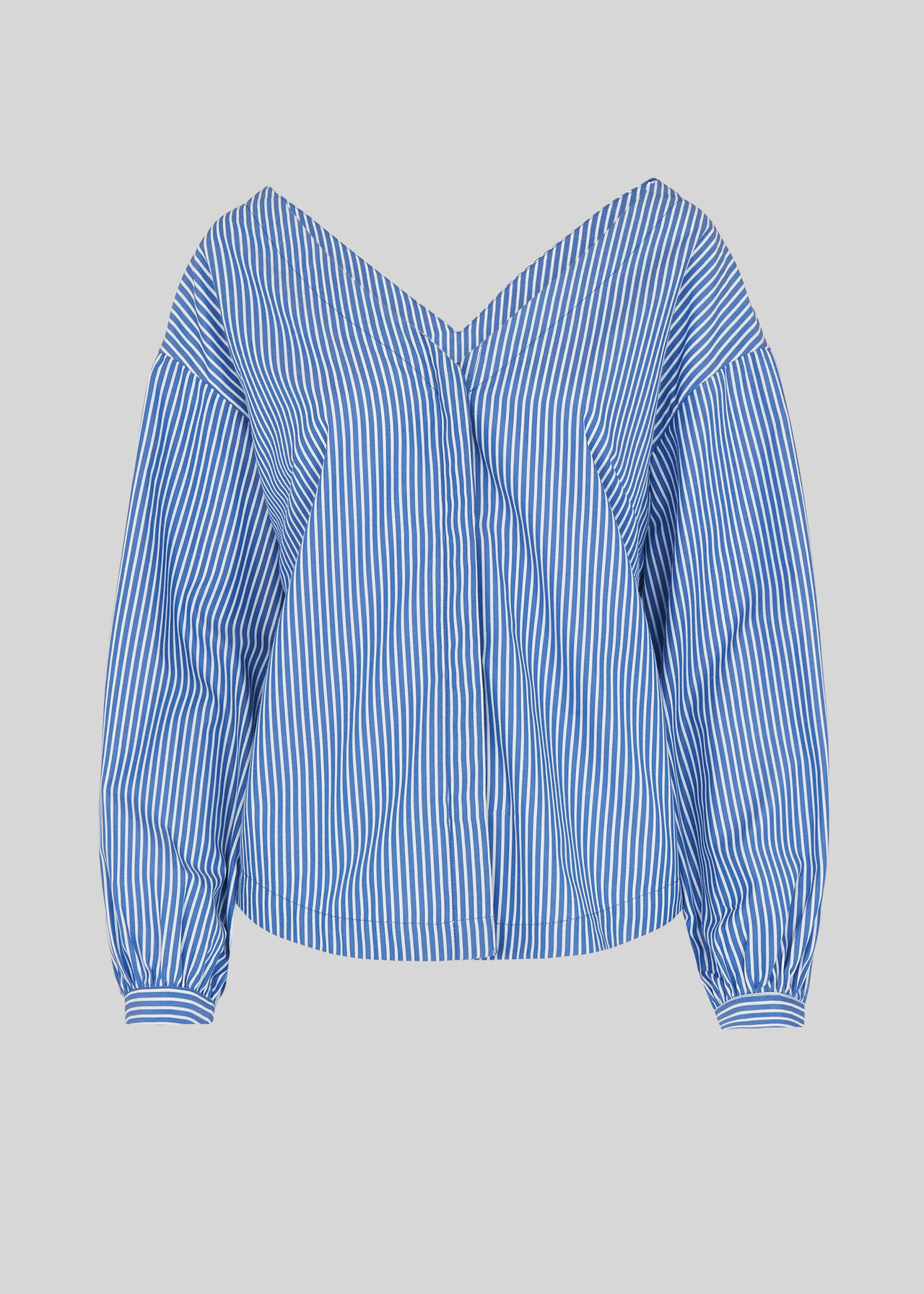 V Bardot Stripe Shirt Blue/White