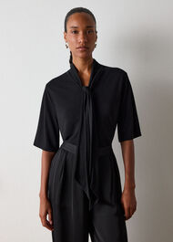 Short Sleeve Tie Neck Top