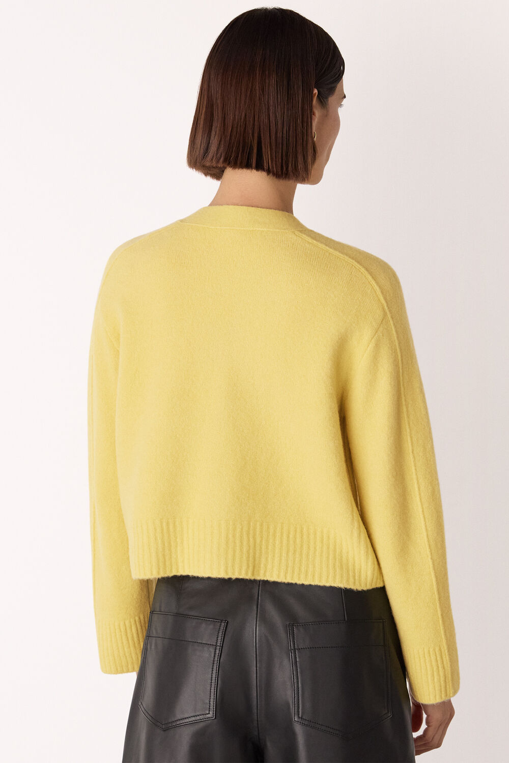 Yellow Wool Mix Pocket Cardigan