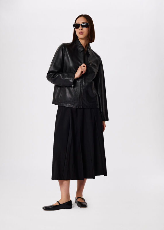 Black Kate Zip Leather Jacket
