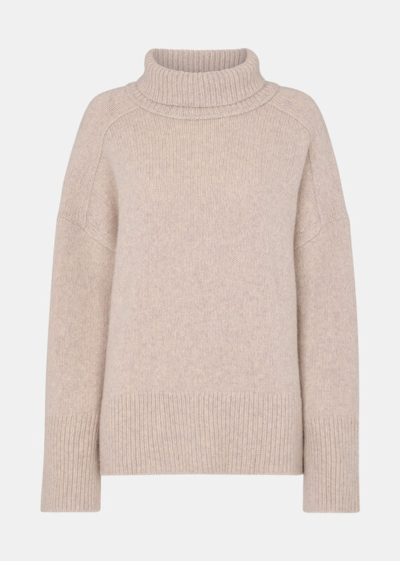 Ivory Wool Roll Neck Knit