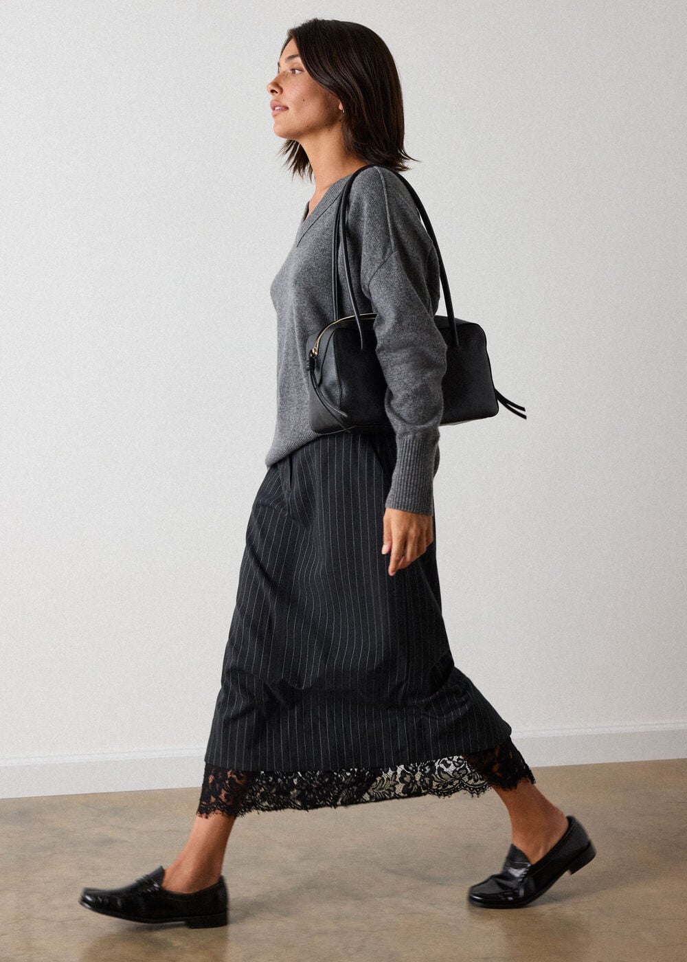 Cashmere Seam Detail V Neck