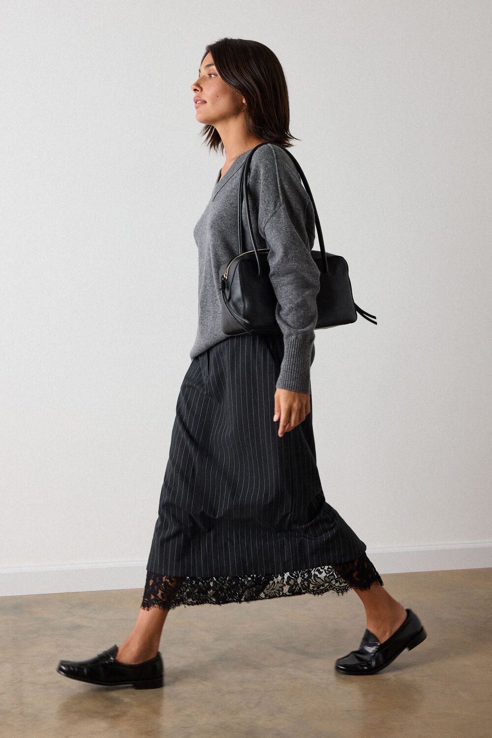 Cashmere Seam Detail V Neck