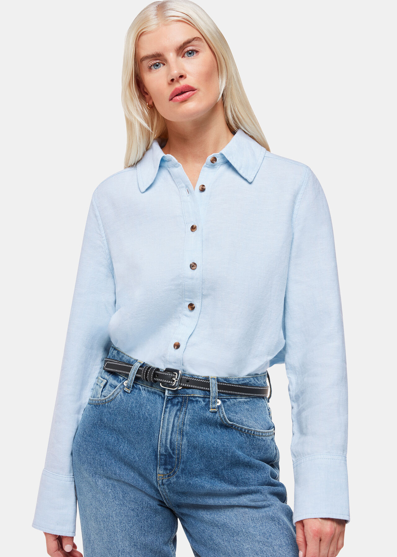 Petite Linen Relaxed Fit Shirt